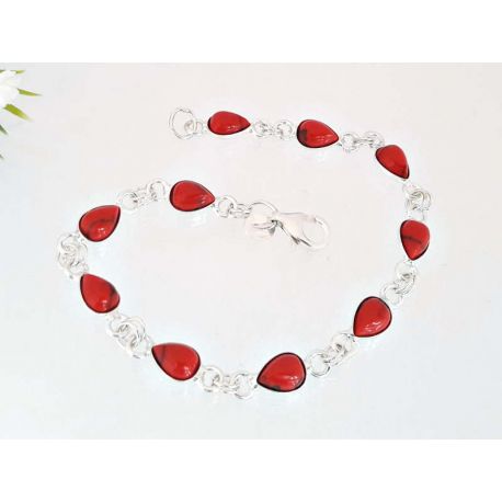 Silberschmuck  Armband mit Koralle Silber 925 KL243