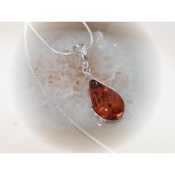 Bernstein Collier 45 cm Tropfen braun Sterlingsilber 925 ba445