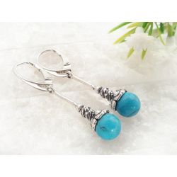 Türkisschmuck - Türkisohrhänger Türkis Kugel Silber-925  gz65