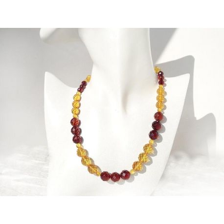 Bernstein Collier cognac braun gelb Halskette 43 cm Sterlingsilber cr84