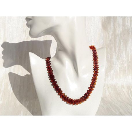 Bernstein Collier cognac braun  Halskette 45 cm Sterlingsilber db13