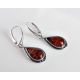 Bernstein Ohrhänger Tropfen cognac Sterlingsilber Silber 925  BJ162
