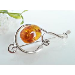 Bernsteinschmuck Bernstein Brosche gelb Blume Silber 925 cy150