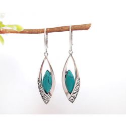 Türkisschmuck - Türkisohrhänger blau oval Silber-925  (GZ262)
