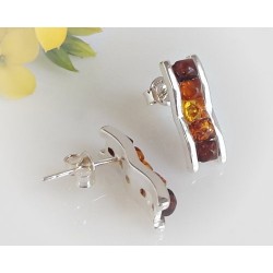 Bernstein Ohrstecker Silber 925 Ohrringe mehrfarbig Sterlingsilber ED134