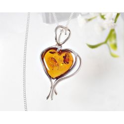 Bernstein Herz Anhänger Silber 925 ba492