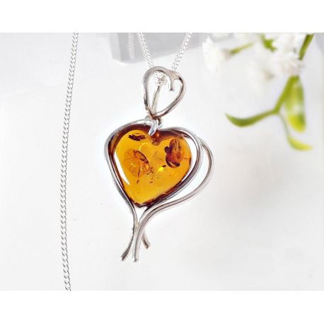 Bernstein Herz Anhänger Silber 925 ba492