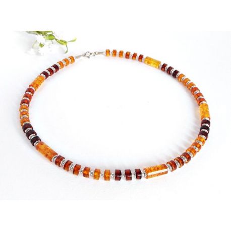 Bernsteinschmuck - Bernstein-Collier 45 cm Silber-925  DB34