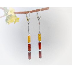 Bernstein Ohrhänger Silber 925 mehrfarbig Sterlingsilber BJ164