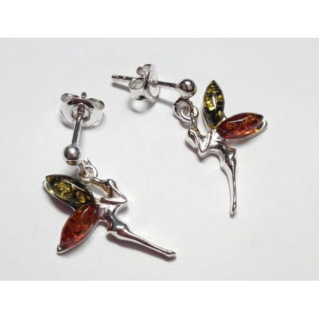 Bernstein Ohrstecker Silber 925 Elfe Sterlingsilber ED226