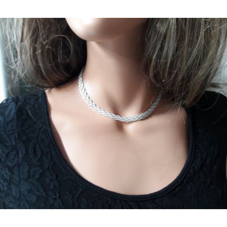 Collier Kette Silber 925 geflochten SD125
