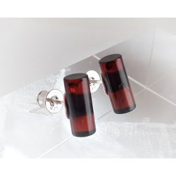 Bernstein Ohrstecker Silber 925 Ohrringe cognac Sterlingsilber ED137