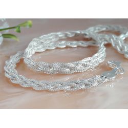 Halskette Collier Silber geflochten 37 -50 cm Silber 925  SD177