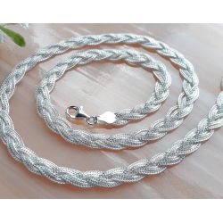 Halskette Collier Silber geflochten 37 -50 cm Silber 925  SD183