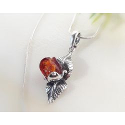 Bernstein  Anhänger kleine Rose Silber 925 Bernsteinschmuck BA519