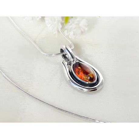 Bernstein  Anhänger  Rose Silber 925 Bernsteinschmuck BA517