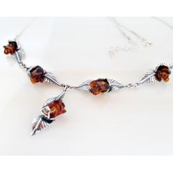 Bernstein Collier  45 cm Silber 925 Bernsteinschmuck DB70