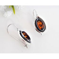 Bernstein Ohrhänger braun Sterlingsilber Silber 925 BJ202