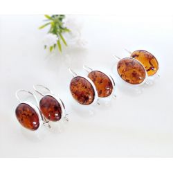 Bernstein Ohrhänger braun Sterlingsilber Silber 925 BJ207