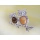 Eule Bernstein Brosche  Silber 925  CY166
