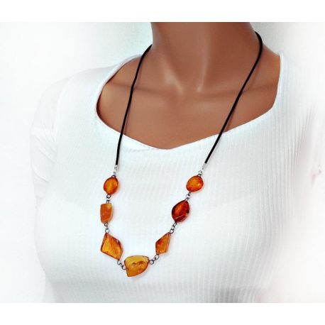 Bernstein Kette Collier 78 cm Bernsteinschmuck DC226