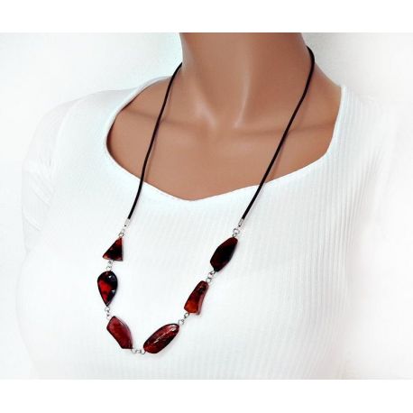 Bernstein Kette Collier 78 cm Bernsteinschmuck DC227