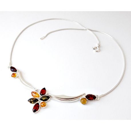 Bernsteinschmuck - Bernstein-Collier Silber-925 BC75