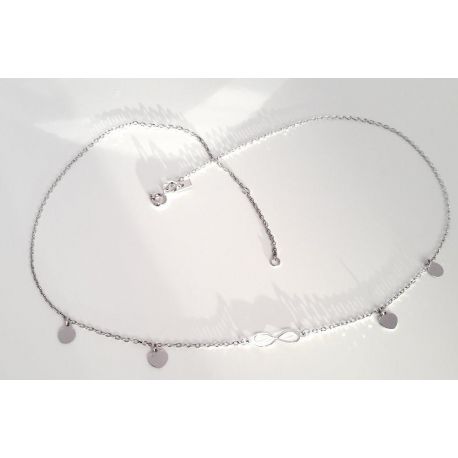 Plättchen Collier Silber 925 40 - 45 cm rhodiniert Sterlingsilber sd203