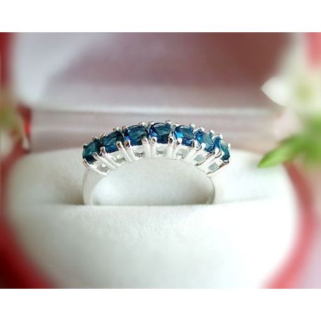 Damen Ring Silber 925 Silberschmuck Zirkonia blau SS19