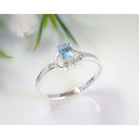 Damen Ring Silber Zirkonia blau 925 Silberschmuck SS41
