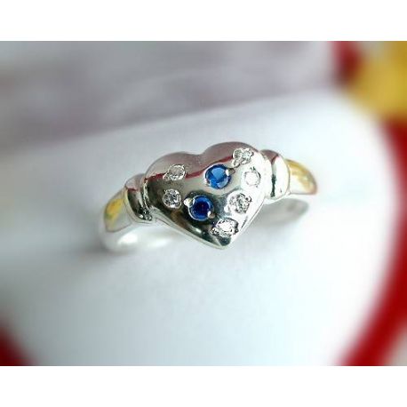 Damen Ring Silber 925 Silberschmuck Zirkonia blau SO-01