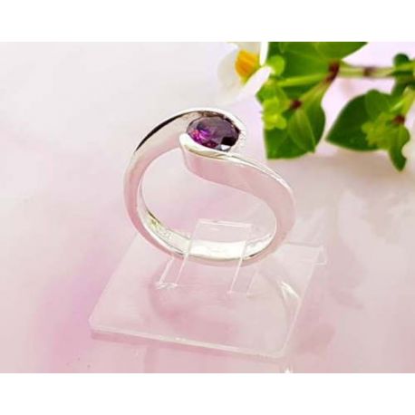 Damen Ring Silber 925 Silberschmuck Zirkonia lila SS24