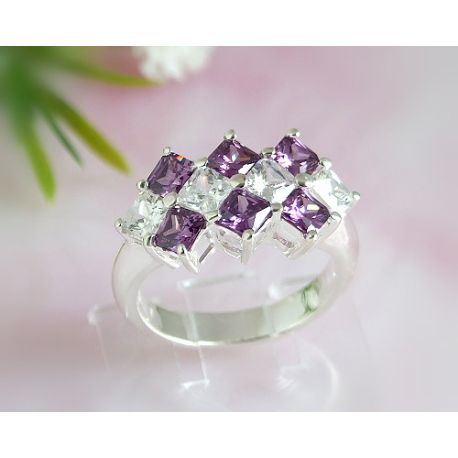 Damen Ring Zirkonia lila  GR. 57 Silber 925 Silberschmuck SS72