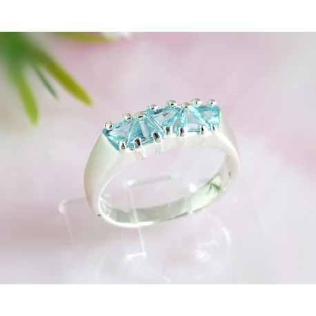 Damen Ring Silber 925 Silberschmuck Zirkonia blau SS73