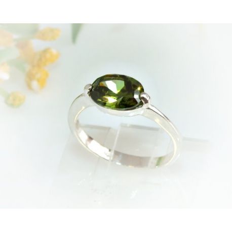 Damen Ring Silber 925 Silberschmuck olivengrün SS94