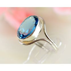 Damen Ring Silber 925 Silberschmuck Zirkonia blau SS98