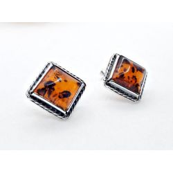 Bernstein Ohrstecker Silber 925 Ohrringe cognac Sterlingsilber ed110
