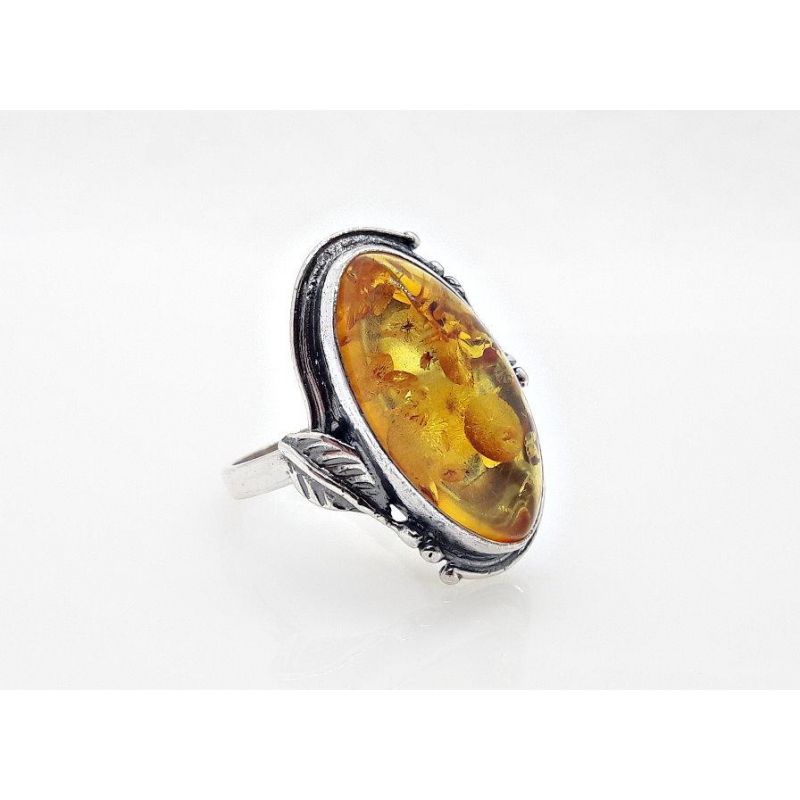 Damenring Damenschmuck GELB ORANGE Silber 925 Silberring Silberschmuck Amber Ring.Bernsteinring UNIKAT 19201 NEU