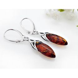 Bernstein Ohrhänger cognac Sterlingsilber Silber 925 BJ112-4