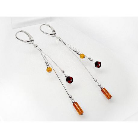 Bernstein Ohrhänger Silber 925 Damen Ohrringe mehrfarbig bj201