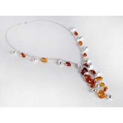 Bernstein Collier Silber 925 Damen Bernsteinkette DC239